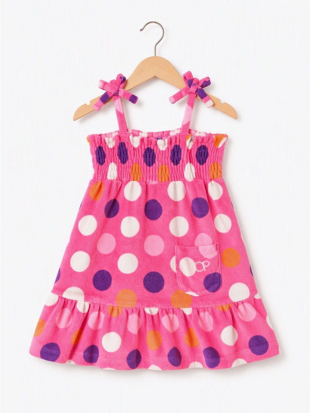 Vintage Y2K Op Ocean Pacific Pink Polka Dot Terry Cloth Dress Summer Beach Pool